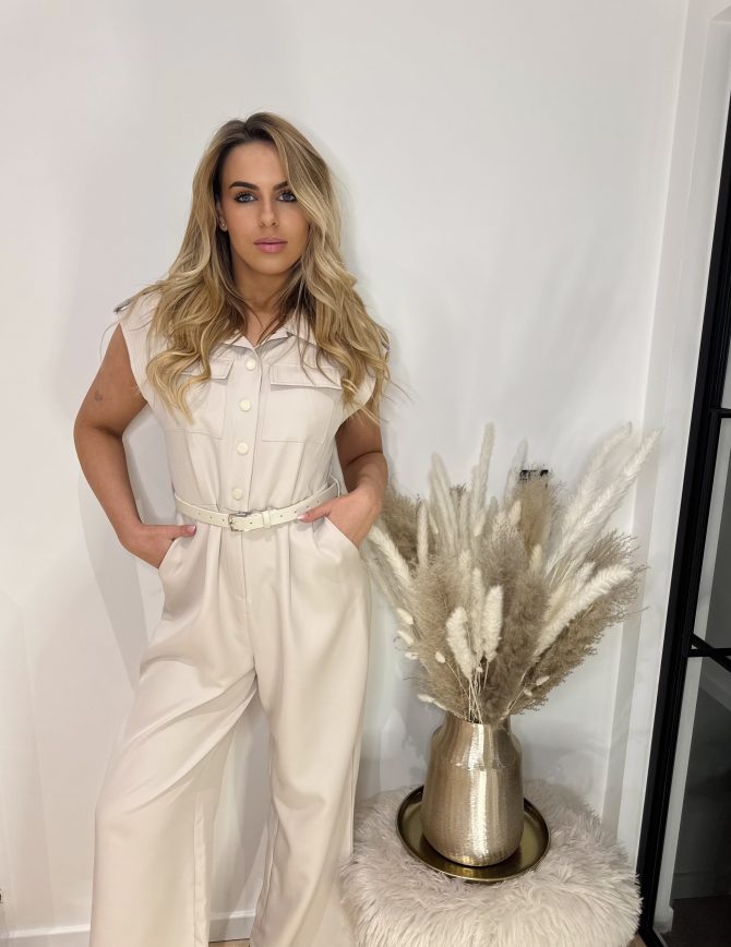 Casual chic jumpsuit créme - Afbeelding 2