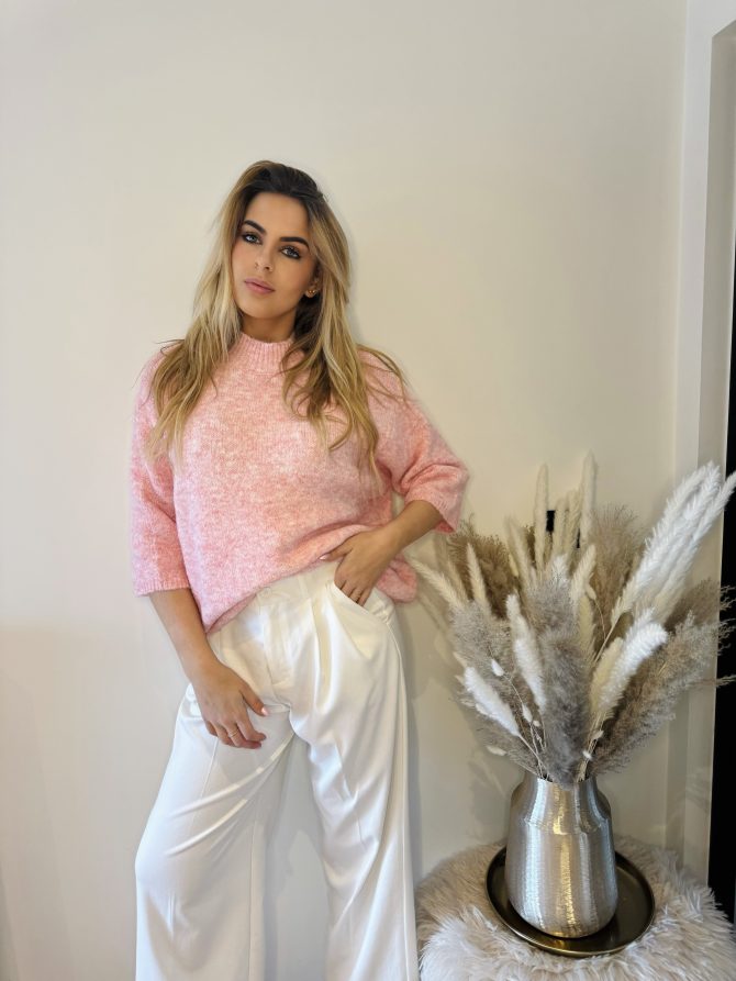 Pink sweater short sleeve - Afbeelding 2